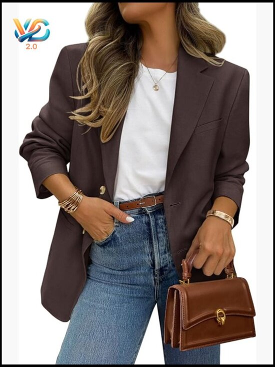Jackets & Blazers - Women's Business Casual Blazer Long Sleeve Lapel Open Front Suit Jacket